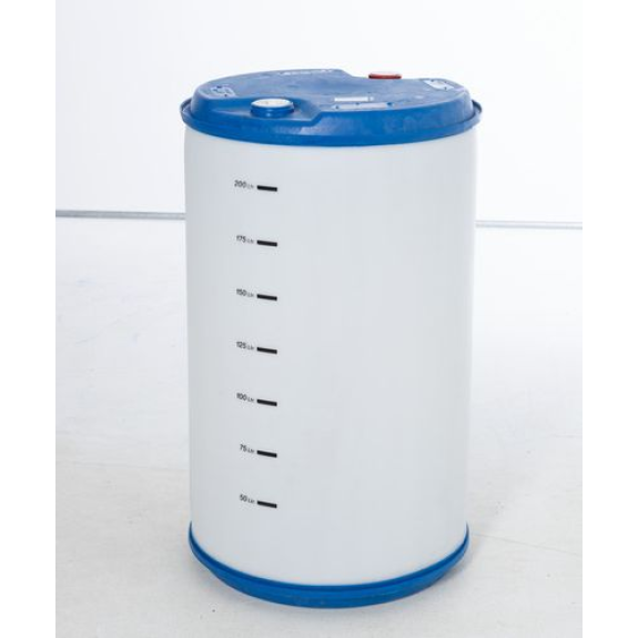 Fût à bonde en plastique, avec graduation, filetage 2'' à pas grossier et 2'' TriSure, 220 litres-Lire la description