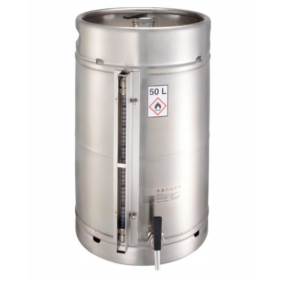 Fût de sécurité, inox, avec robinet de soutirage 3/4" et indicateur de niveau, 50 litres Fût de sécurité, inox, avec robinet de soutirage 3/4" et indicateur de niveau, 50 litres-Lire la description