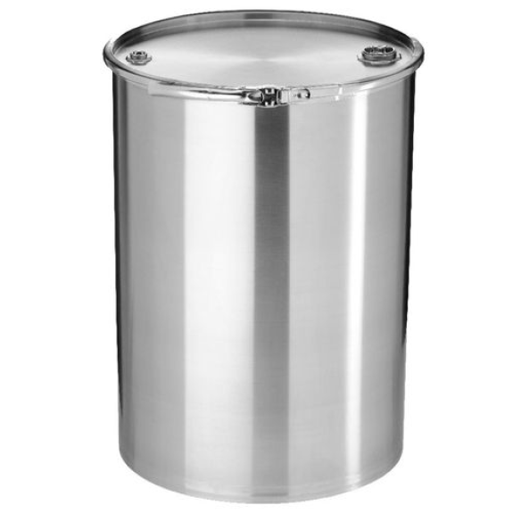 Fût à couvercle en inox avec bonde de 2'' et 3/4'', 120 litres Fût à couvercle en inox avec bonde de 2'' et 3/4'', 120 litres-Lire la description