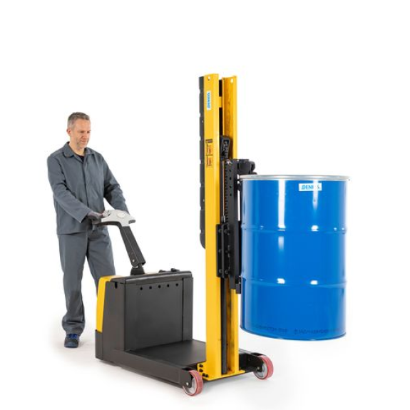 Lève-fûts électro-hydraulique, pince à fûts avec portée de 130 mm, contrepoids, capacité de 350 kg-Leggi tutto