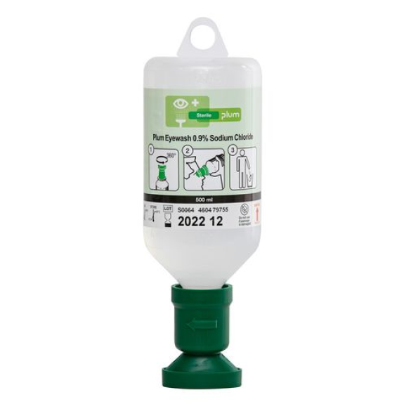 Rince-œil à 0,9 % de solution saline isotonique (chlorure de sodium), 500 ml-Lire la description