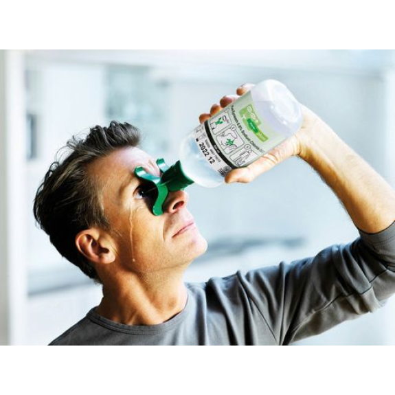 Bouteille rince-œil  DUO, à 0,9 % de solution saline isotonique (chlorure de sodium), 500 ml-Lire la description