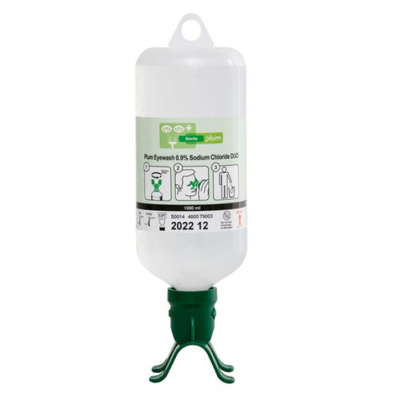 Rince-œil DUO à 0,9 % de solution saline isotonique (chlorure de sodium), 1000 ml-Lire la description