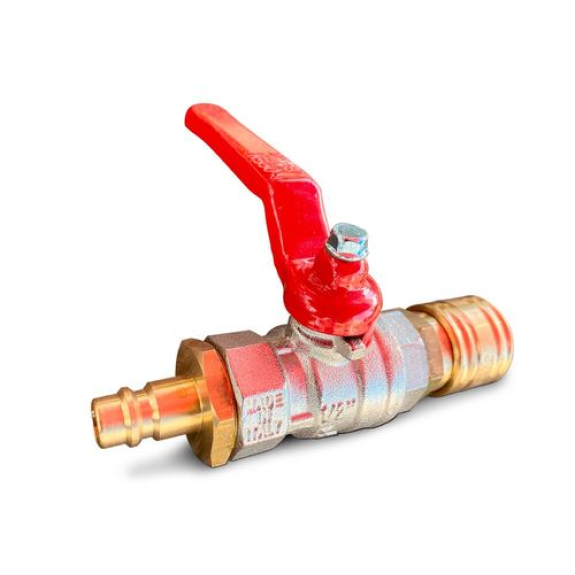 Robinet à bille pour air comprimé 1/2" avec raccord et manchon, pour arrêter le débit d'air Robinet à bille pour air comprimé 1/2" avec raccord et manchon, pour arrêter le débit d'air-Lire la description
