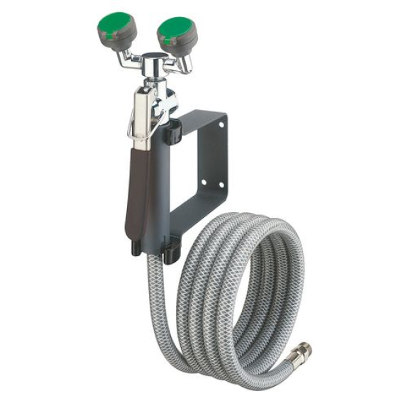 Lave-yeux G 5026, pour fixation murale, avec 2 têtes, longueur de tuyau 2,5 m-Lire la description