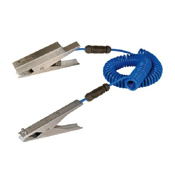 Câble de terre : 2 contrôles de contact, 2 pinces inox, ATEX : 1x LED/batterie,1x MD 120mm, 3m câble-Lire la description