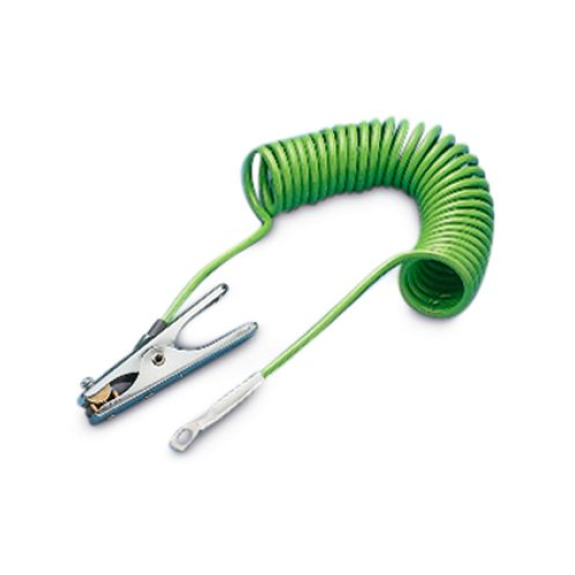 Câble de terre à spirale, avec 1 pince de mise à la terre et 1 anneau, longueur 3 m-Lire la description
