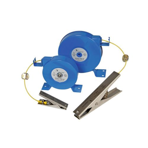 Câble de terre sur enrouleur, avec pince en inox Heavy Duty, 235 mm, 6,2 m long, ATEX-Leggi tutto