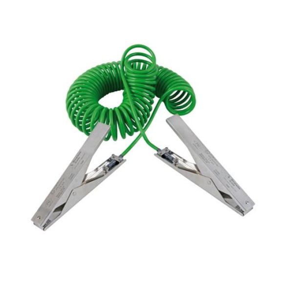 Câble spiralé, avec 2 pinces en inox Heavy Duty, 235 mm, 3 m long, ATEX-Lire la description