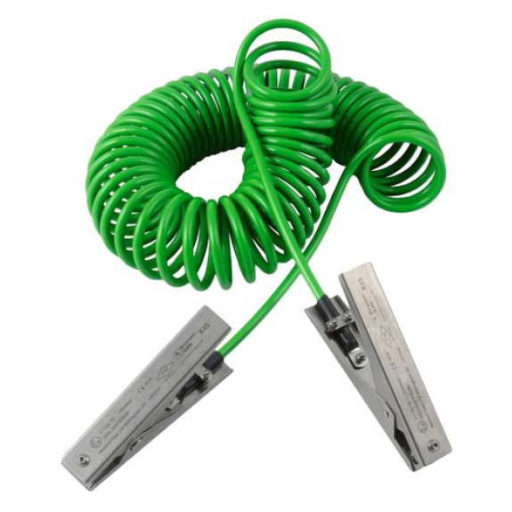 Câble spiralé, avec 2 pinces en inox Medium Duty 120 mm, 5 m long, ATEX-Lire la description