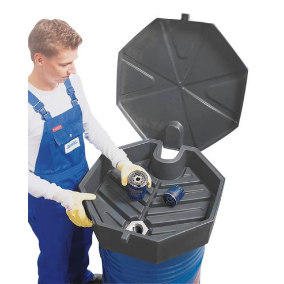 Entonnoir en polyéthylène (PE), forme de gaufre, volume de 22 litres, avec adaptateur et couvercle-Lire la description