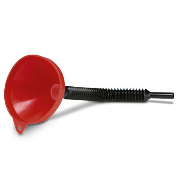 Entonnoir en plastique avec tamis et tube d'écoulement flexible,  210 mm Ø-Lire la description
