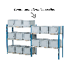 Kit rayonnage 100 x 40 cm 5 niveaux + 15 bacs 40 x 30cm + recouvrements bois