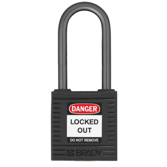 Cadenas de sécurité compact, clés uniques, hauteur d'arceau 38 mm, noir, 6 pcs-Lire la description