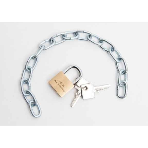 Cadenas avec chaîne pour couvercle de caisse-palette grillagée-Lire la description