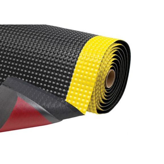 Tapis anti-fatigue ST 9 K, PVC, noir / jaune, largeur 91 cm, longueur Max. 21,9 m-Lire la description