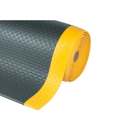 Tapis anti-fatigue BS 12 K, PVC, noir / jaune, largeur 122 cm, longueur Max. 18,3 m-Lire la description