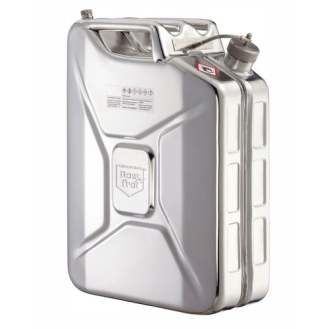 Jerrican en inox, avec bouchon à vis, 20 litres-Lire la description