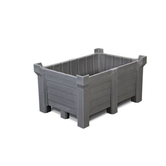 Bac gerbable PolyPro en PE, 260 litres, volume de rétention 240 litres, parois pleines, gris Bac gerbable PolyPro en PE, 260 litres, volume de rétention 240 litres, parois pleines, gris-Lire la description