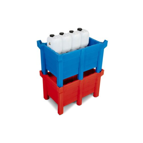Bac gerbable PolyPro en PE, 90 litres, volume de rétention 70 litres, parois pleines, rouge Bac gerbable PolyPro en PE, 90 litres, volume de rétention 70 litres, parois pleines, rouge-Lire la description