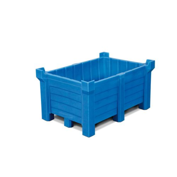 Bac gerbable PolyPro en PE, 260 litres, volume de rétention 240 litres, parois pleines, bleu-Leggi tutto