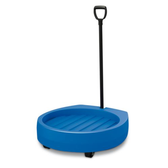 Roule-fût Poly200 D en polyéthylène (PE), avec timon, 2 roues fixes, 2 roues pivotantes, bleu-Lire la description