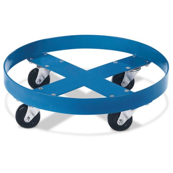 Roule-fût en acier RAL 5010 (bleu), peint, pour fûts de 200 litres, avec 4 roues pivotantes Roule-fût en acier RAL 5010 (bleu), peint, pour fûts de 200 litres, avec 4 roues pivotantes-Lire la description