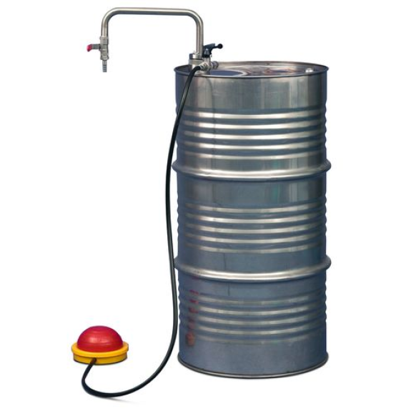 Pompe pour solvants en inox, actionnement avec le pied Pompe pour solvants en inox, actionnement avec le pied-Lire la description