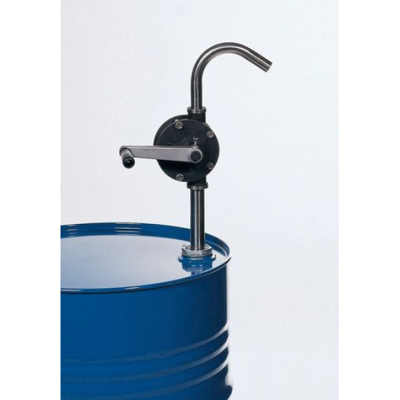Pompe manuelle rotative en plastique, pour huiles et substances corrosives et volatiles Pompe manuelle rotative en plastique, pour huiles et substances corrosives et volatiles-Lire la description