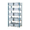 Kit rayonnage 5 niveaux 60 x 100 x 200cm avec 10 bacs 60 x 40cm et recouvrements bois PROVOST