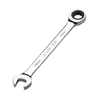 Jetech 14mm Clé mixte à cliquet - Clé polygonale en acier de qualité industrielle Cr-V au fini chrome poli-Lire la description