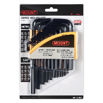 25pcs MM bras court et long bras SAE clés hexagonales CRV en acier, finition noire, Porte-PE-Lire la description