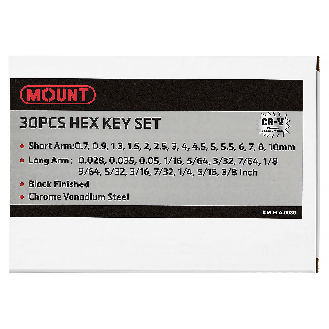 Jeu de 30 clés hexagonales CRV en acier, finition noire, boîte en plastique-Lire la description