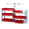 Kit rayonnage 5 niveaux 50 x 100 x 200cm avec 16 bacs 48,5 x 31cm et recouvrements bois