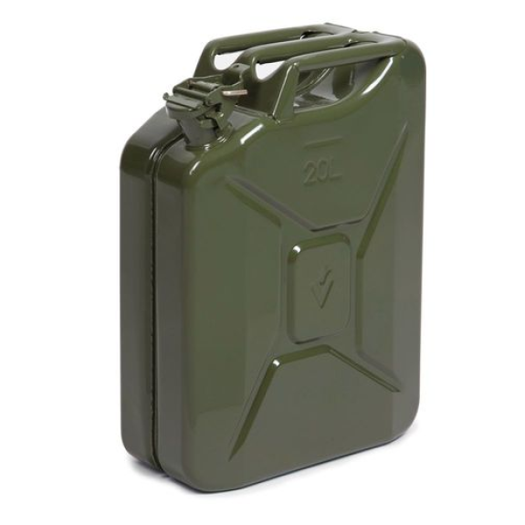Bidon en tôle acier 20 litres, vert olive, homologation UN-Lire la description