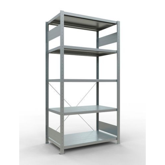 Rayonnage mont. facile FBR250, élém. de base, 1060 x 636 x 2000mm, 5 étagères, entretoise, galvanisé Rayonnage mont. facile FBR250, élém. de base, 1060 x 636 x 2000mm, 5 étagères, entretoise, galvanisé-Lire la description