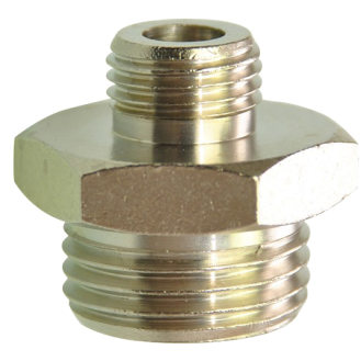 Raccords pour tubes - Mamelon cylindrique réduit - Laiton nickelé - M5 - 1/8" M - 60 bar-Lire la description