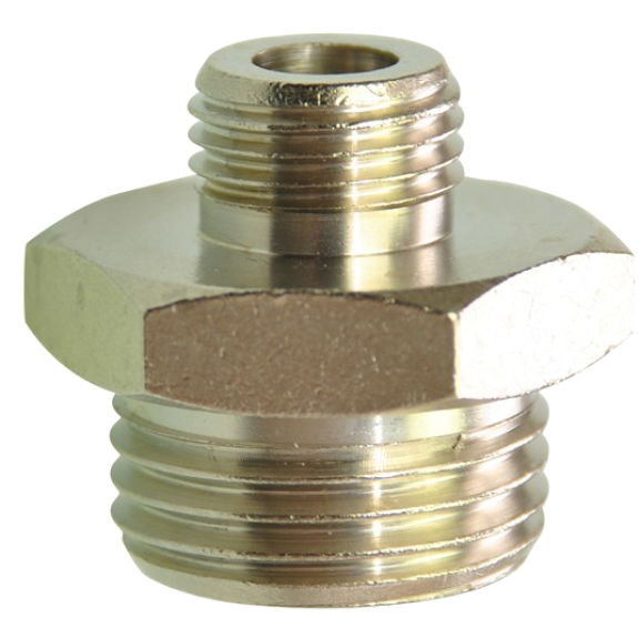Raccords pour tubes - Mamelon cylindrique réduit - Laiton nickelé - M5 - 1/8" M - 60 bar-Lire la description