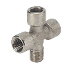 Raccords pour tubes - Croix - Laiton nickelé - 3x G1/8" F et 1x R1/8" M - 60 bar