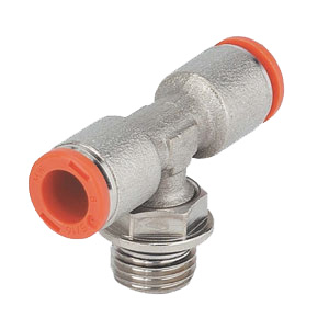 Raccords pour tubes - Té cylindrique - Laiton nickelé - 3/8" M - Ø10 mm - 16 bar-Lire la description