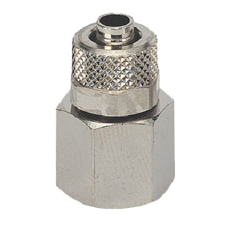 Raccords "Push on" pour tubes - Piqu. droit cylindr. - Laiton nickelé - G1/4" F - Ø8X6 mm - 18 bar-Lire la description