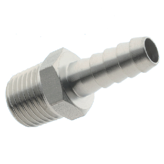 Raccord cannelé pour tuyaux - Embouts droits - Inox - R1/2" Mâle - Ø16mm - Pmax: 10 bar-Lire la description