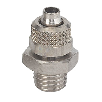Raccords "Push on" pour tubes - Piqu. droit cylindr. - Laiton nickelé - G1/8" M - Ø6X4 mm - 18 bar-Lire la description