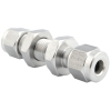 Raccord à double bague de comp. pour tubes inox - Traversée de cloison union - Inox - Ø6mm - +455°C