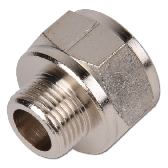 Raccords pour tubes - Grossisseur conique - Laiton nickelé - R1/2" M - G3/4" F - 60 bar-Lire la description