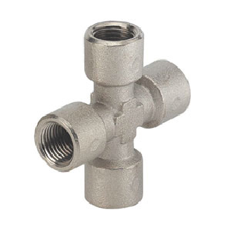 Raccords pour tubes - Croix - Laiton nickelé - 1/4" F - 60 bar-Lire la description