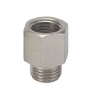 Raccords pour tubes - Grossisseur cylindrique - Laiton nickelé - G1/4" M - G3/8" F - 60 bar-Lire la description