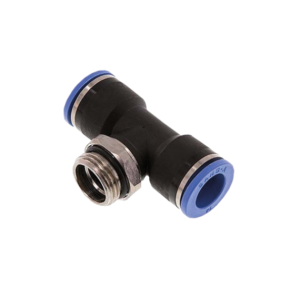 Raccords pour tubes - Té cylindrique - Laiton nickelé - 3/8" M - Ø14 mm - 16 bar-Lire la description