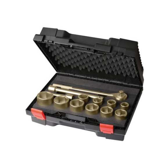 Coffret de clé à cliquets 1", 24 pièces, 36 - 80 mm plus 1.1/2 - 3", bronze spécial, ATEX-Beschreibung lesen