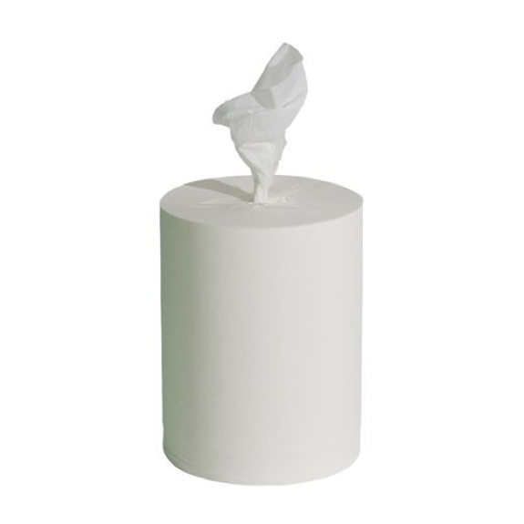 Chiffon de nettoyage en papier wipe away, blanc, 1 couche, UV = 6 rouleaux de 300 m, largeur = 22 cm-Lire la description